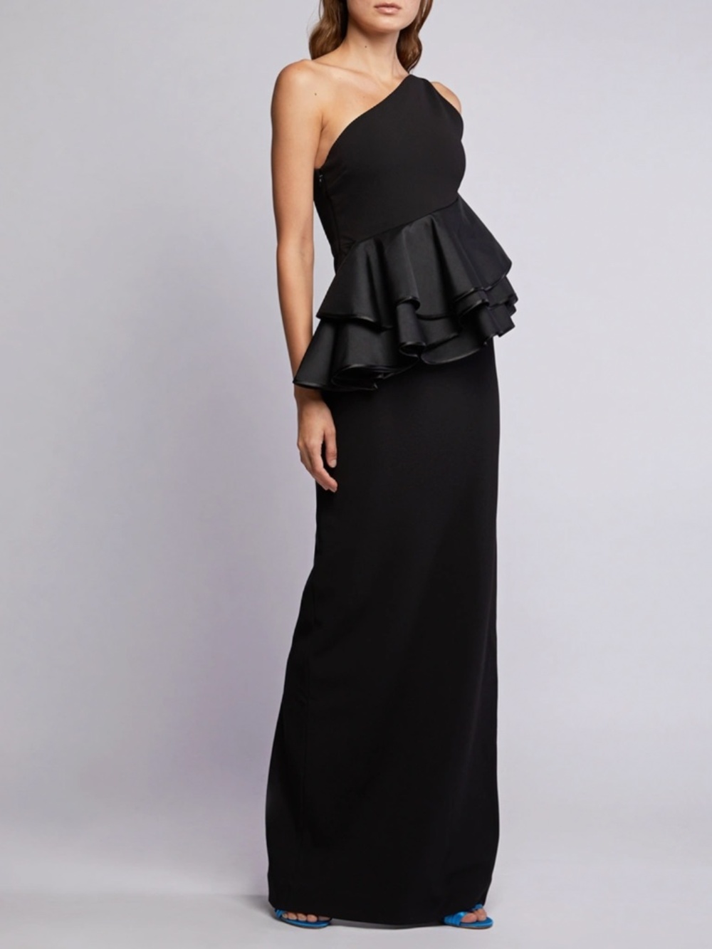 Solace London Dacia One-shoulder Ruffled Maxi Dress